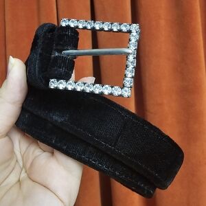 Velvet Belt with Gem Details
